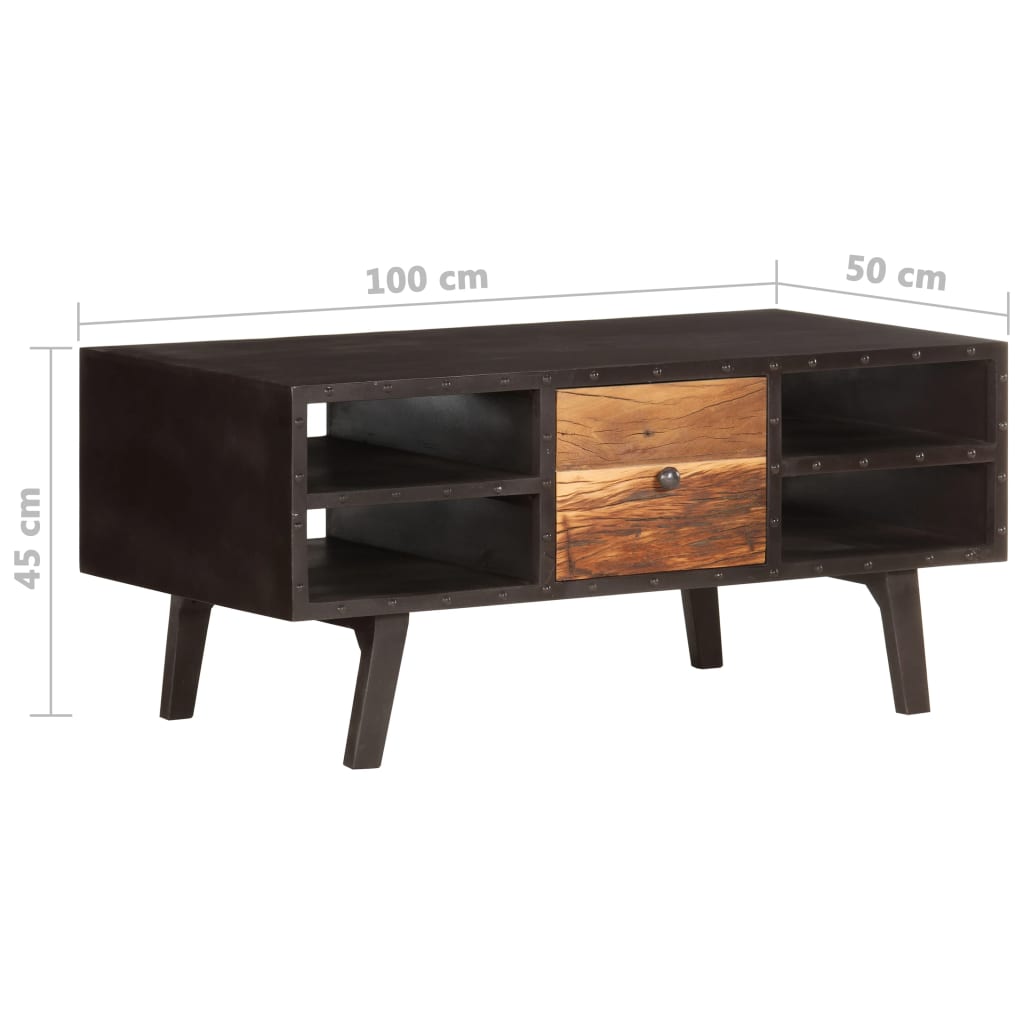 Coffee table 100x50x45cm, solid reclaimed wood