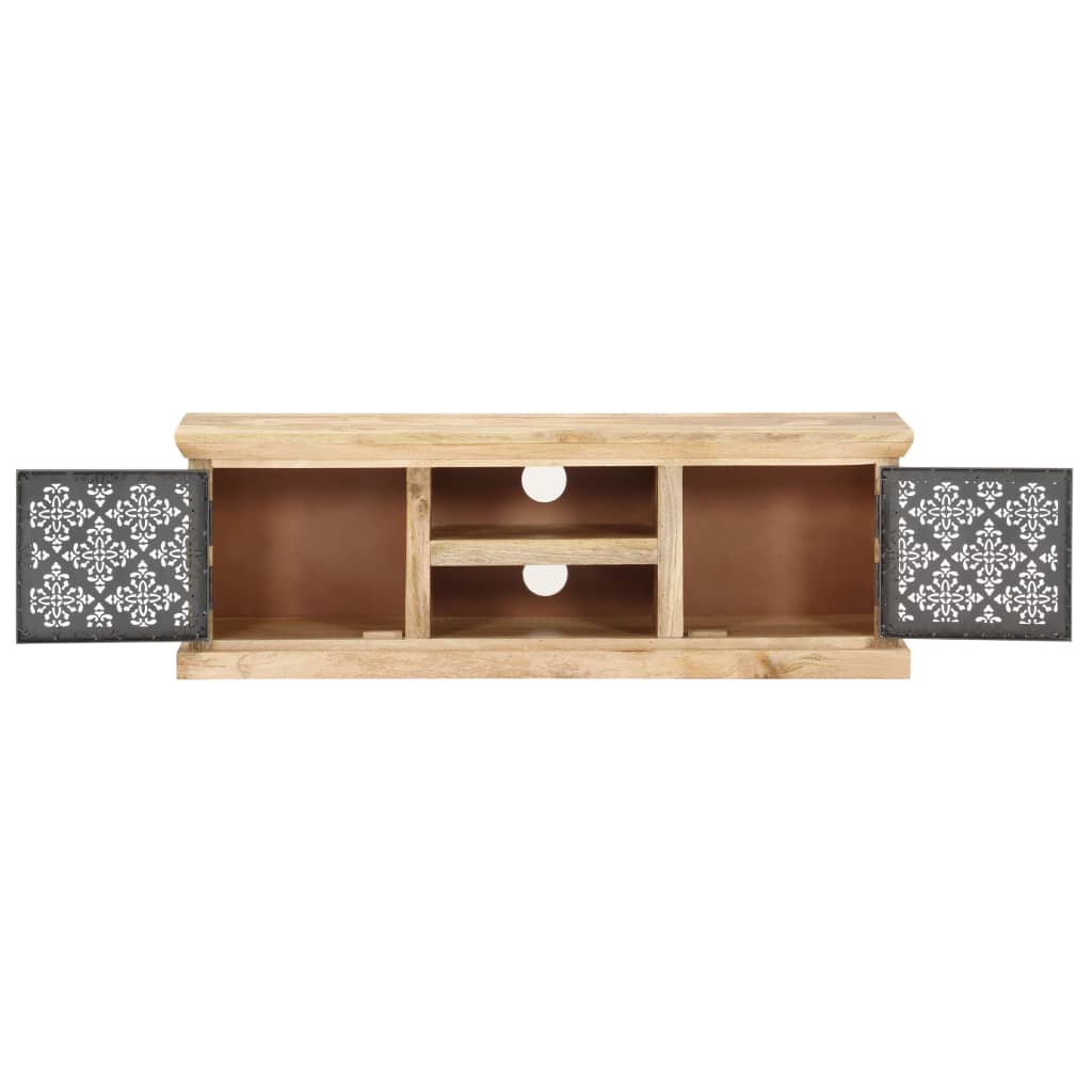 TV cabinet with steel doors, 120x30x40cm, solid mango wood