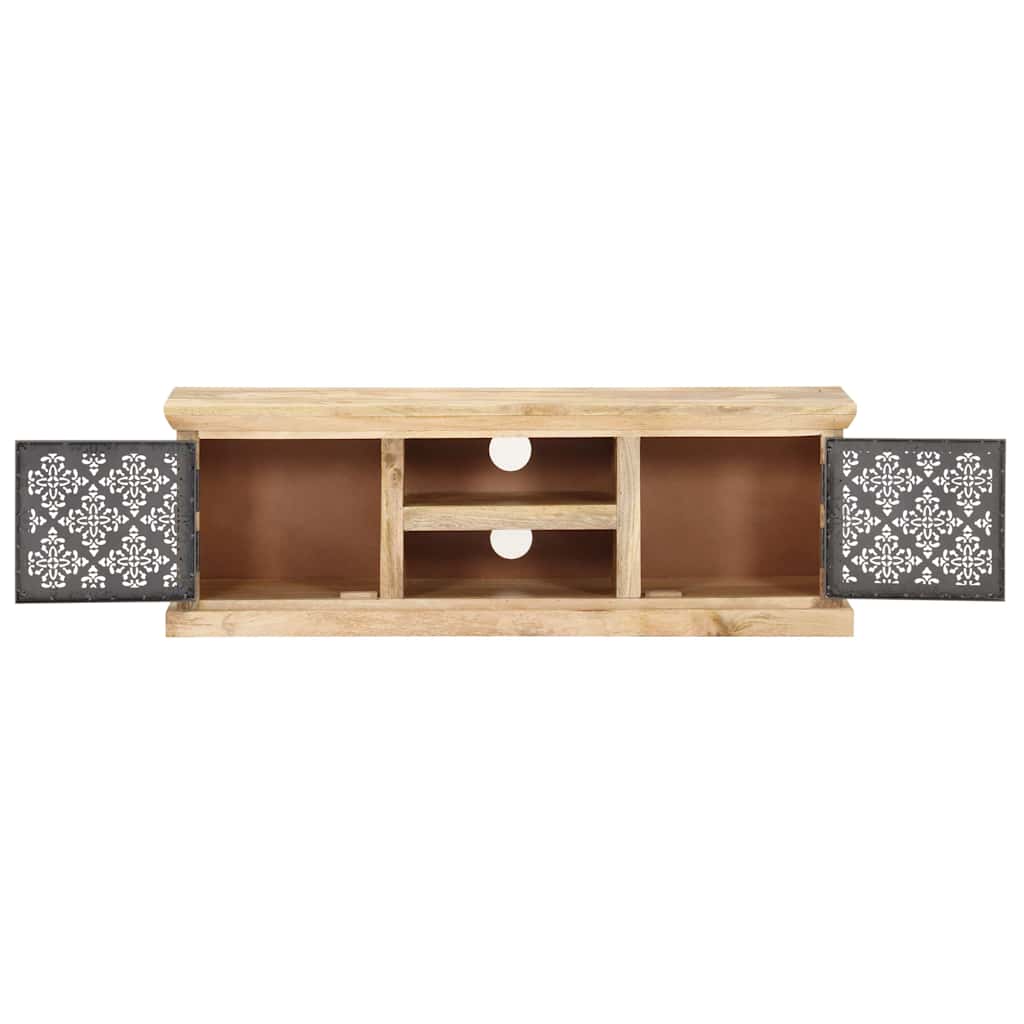 TV cabinet with steel doors, 120x30x40cm, solid mango wood