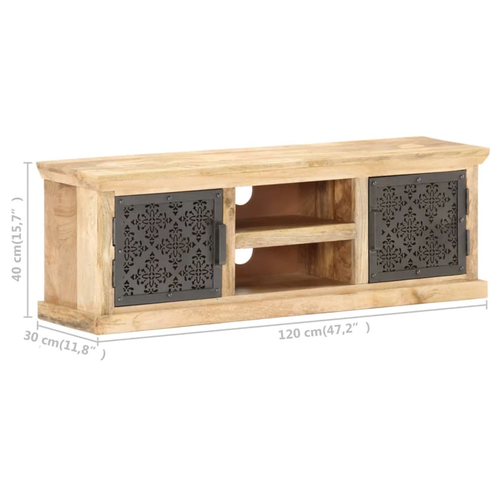 TV cabinet with steel doors, 120x30x40cm, solid mango wood