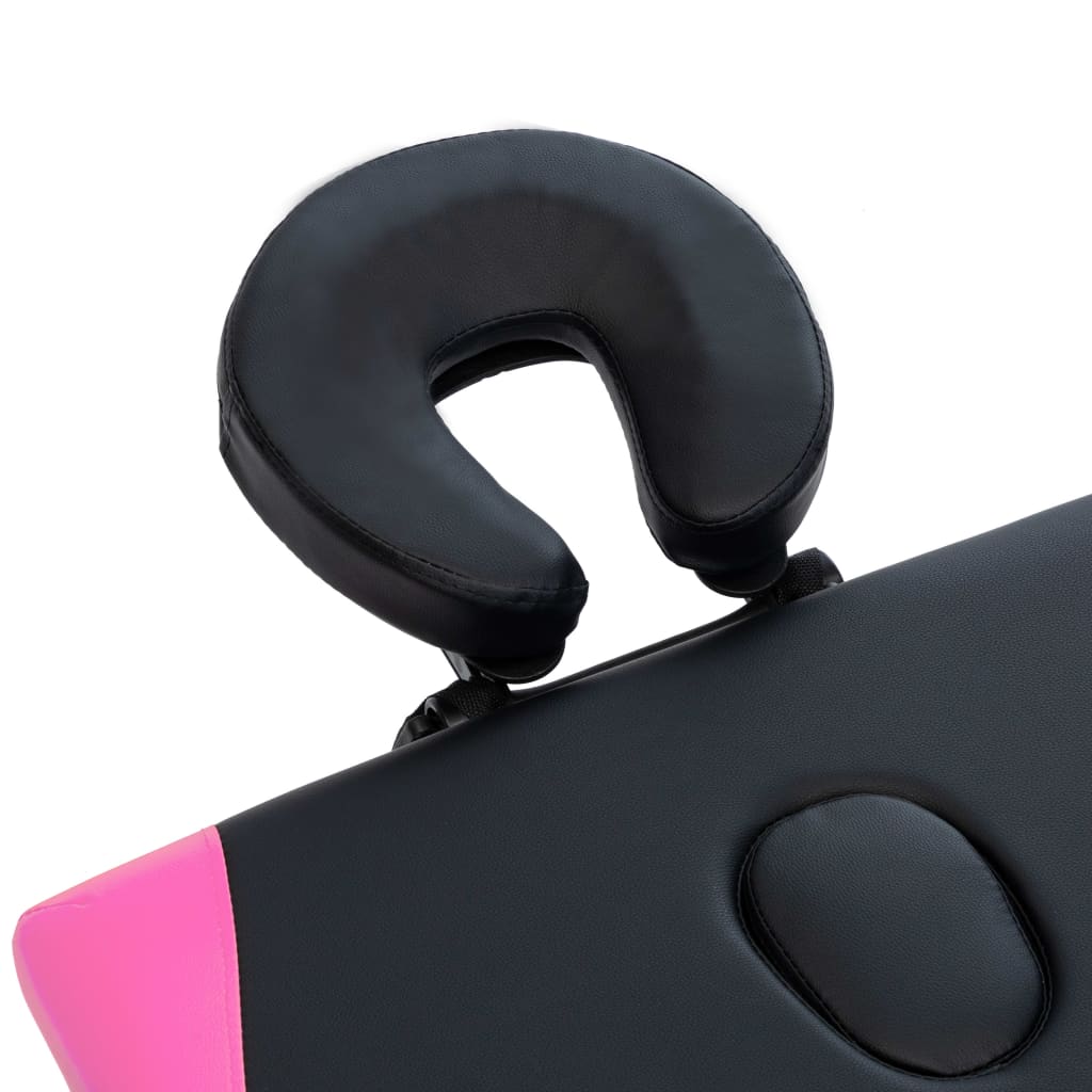 Foldable massage table, black/pink, aluminum, 2-zone