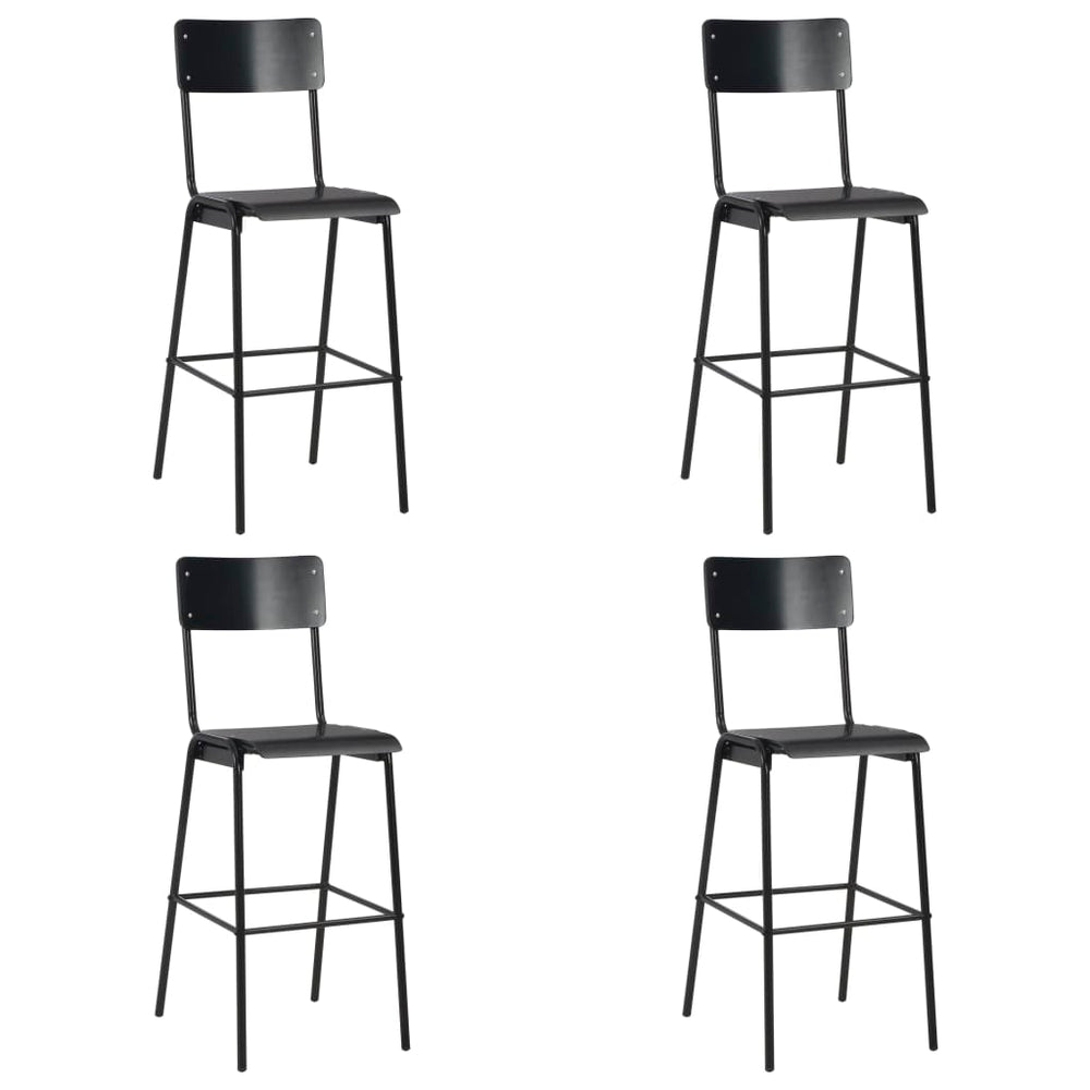 Bar stools, 4 pcs, black, bentwood and steel (2x280081)
