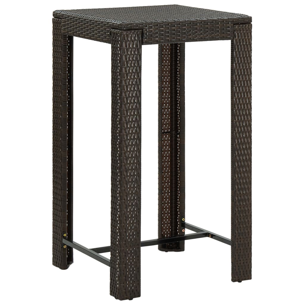 Sodo baro staliukas, rudas, 60,5x60,5x110,5cm, poliratanas