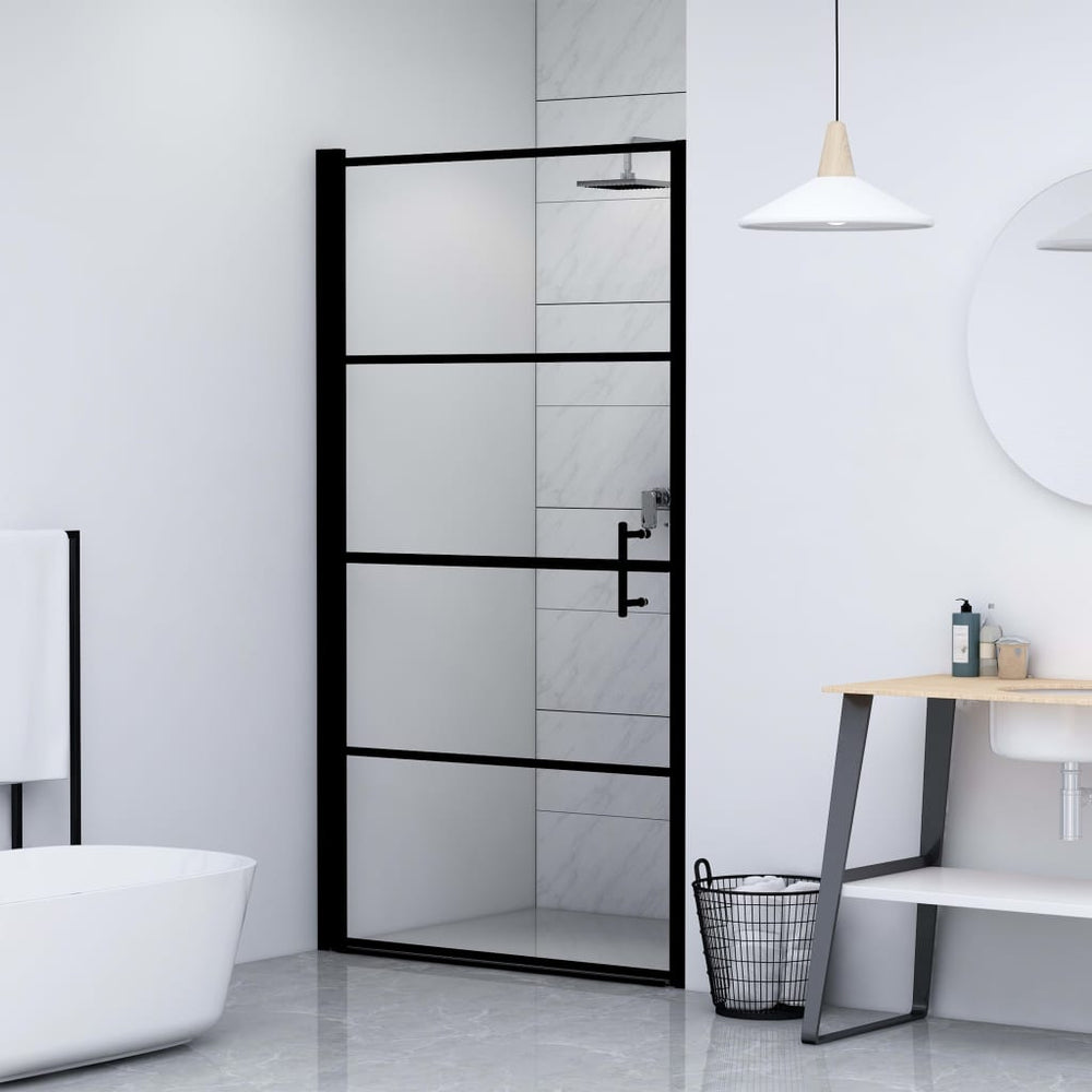 Shower door, black, 100x178cm, tempered glass