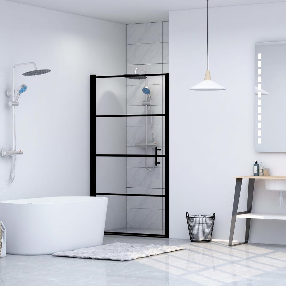 Shower door, black, 100x178cm, tempered glass