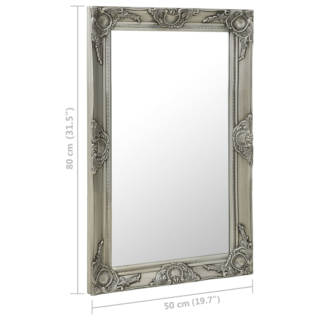 Sienas spogulis, sudraba, 50x80cm, baroka stils