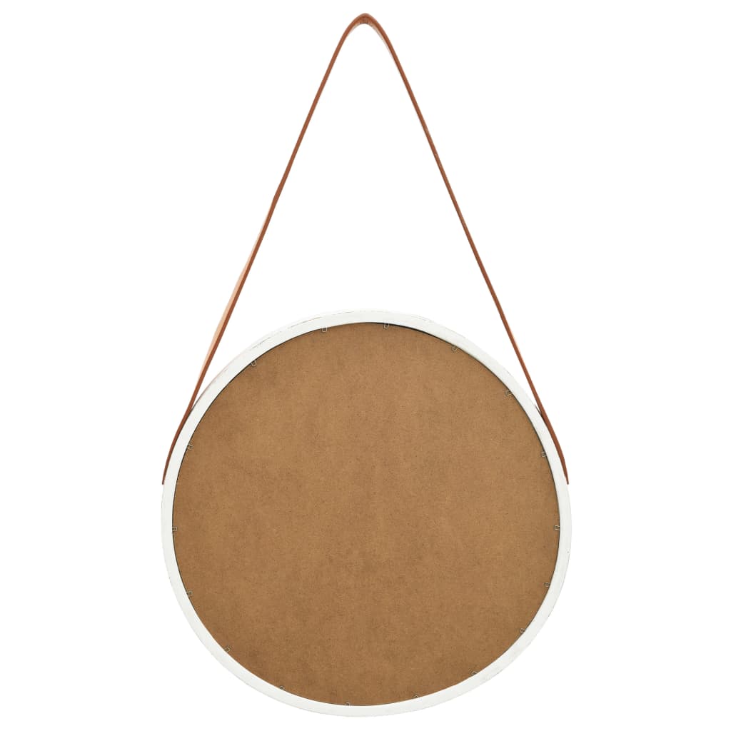 Sienas spogulis ar siksnu, balts, 40cm