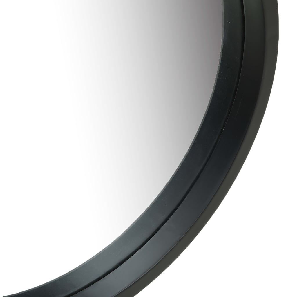 Wall mirror with strap, black, 40cm