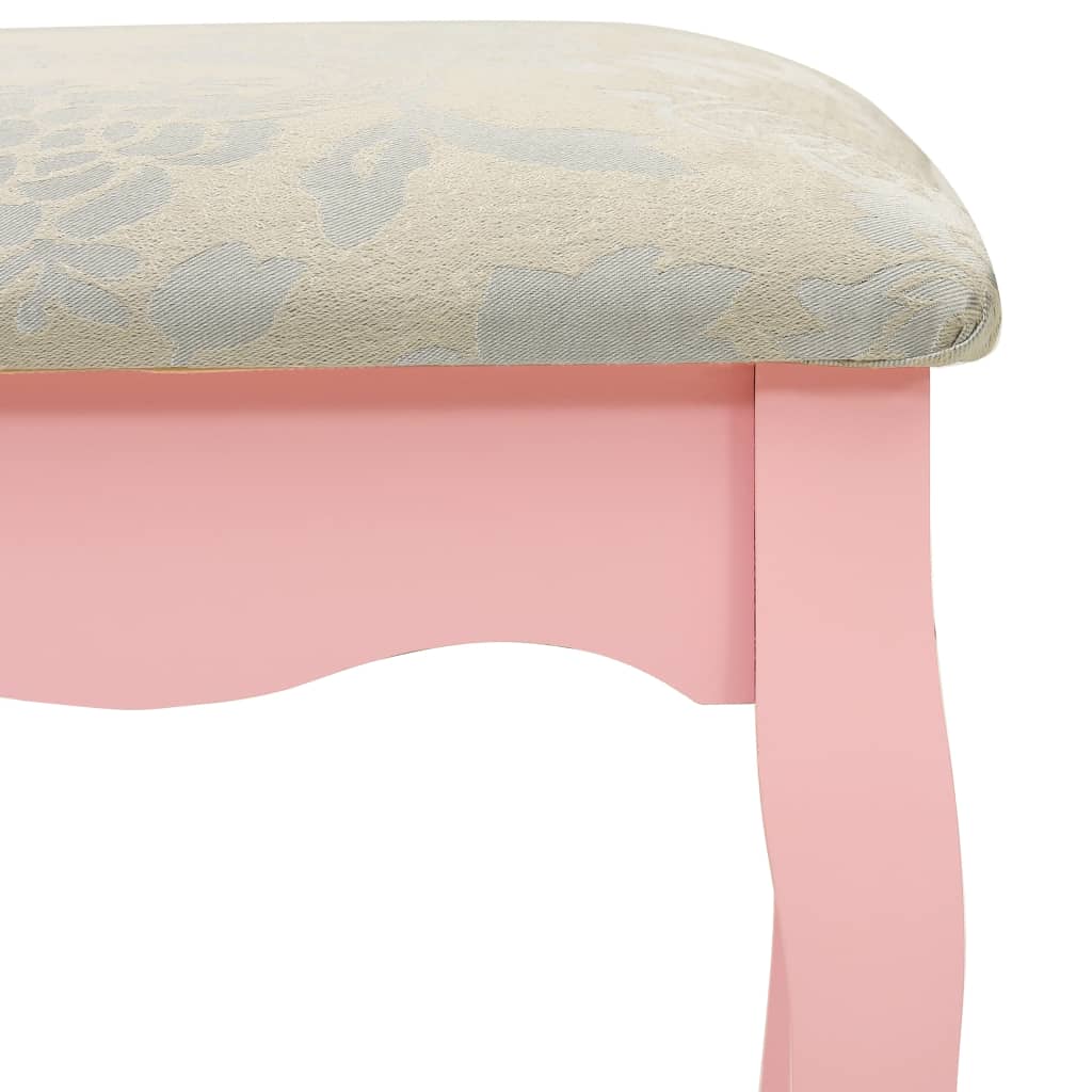 Vanity Table Set, Pink, 80x69x141cm, Paulownia