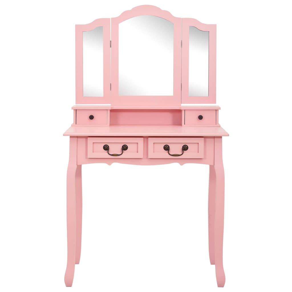 Vanity Table Set, Pink, 80x69x141cm, Paulownia