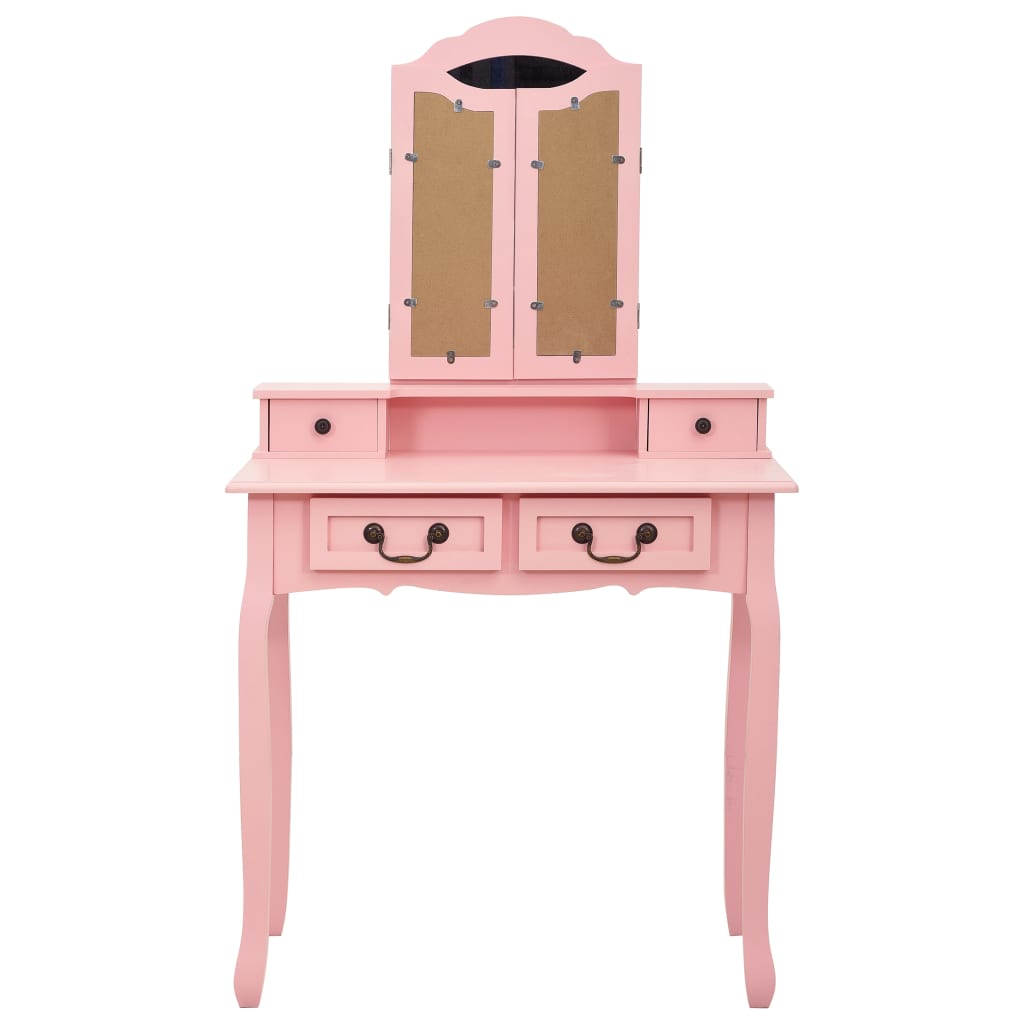 Vanity Table Set, Pink, 80x69x141cm, Paulownia