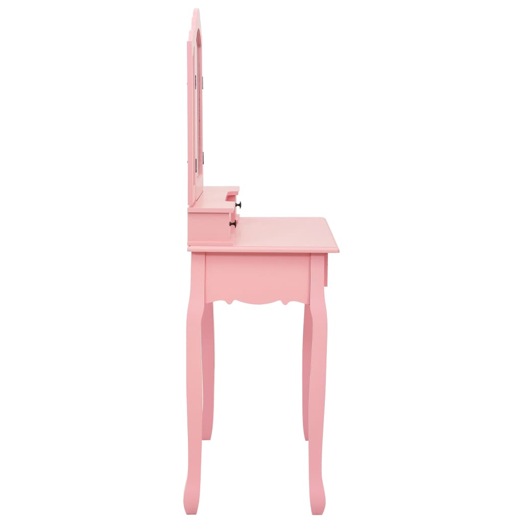 Vanity Table Set, Pink, 80x69x141cm, Paulownia