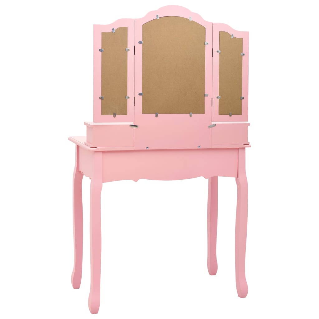 Vanity Table Set, Pink, 80x69x141cm, Paulownia