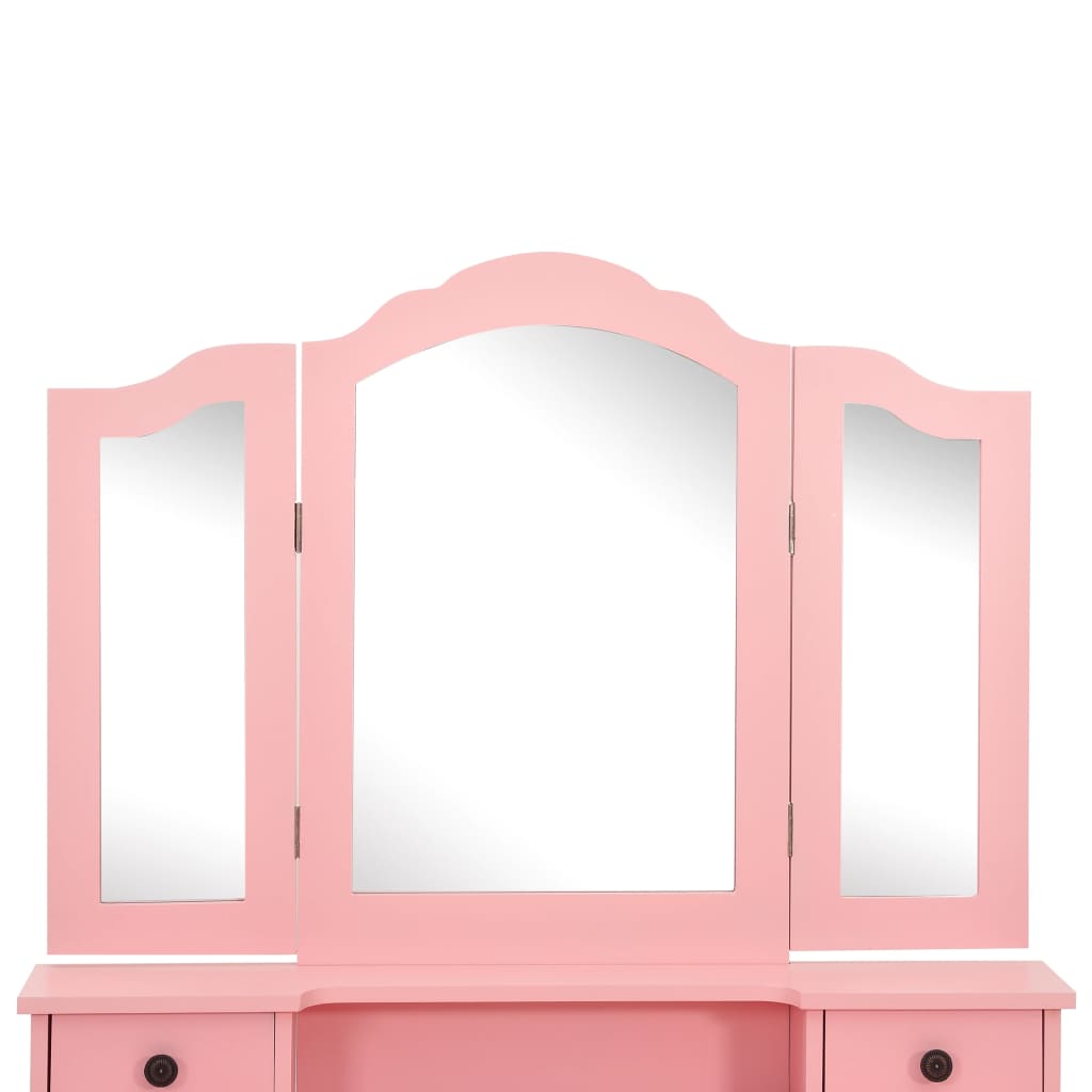 Vanity Table Set, Pink, 80x69x141cm, Paulownia