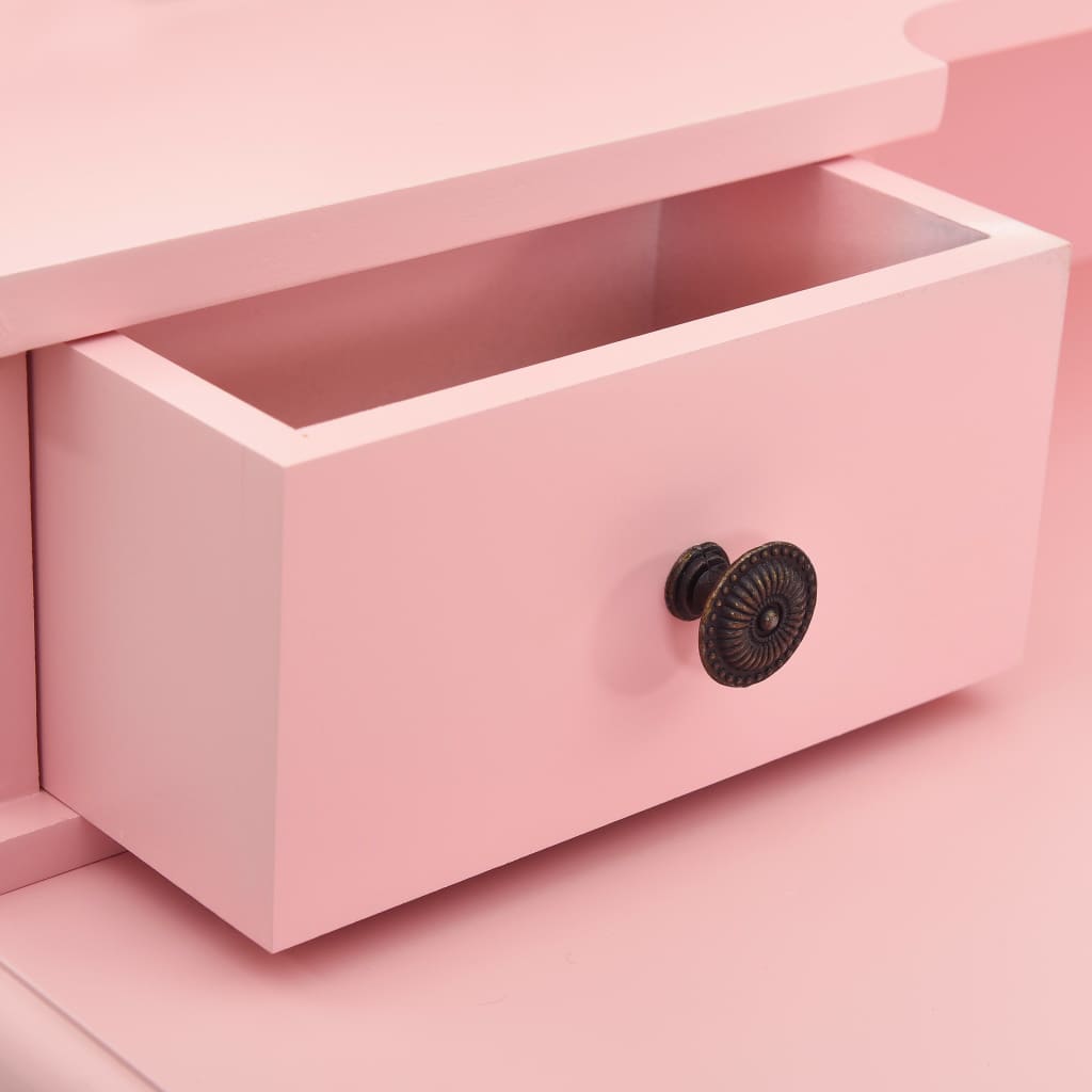 Vanity Table Set, Pink, 80x69x141cm, Paulownia