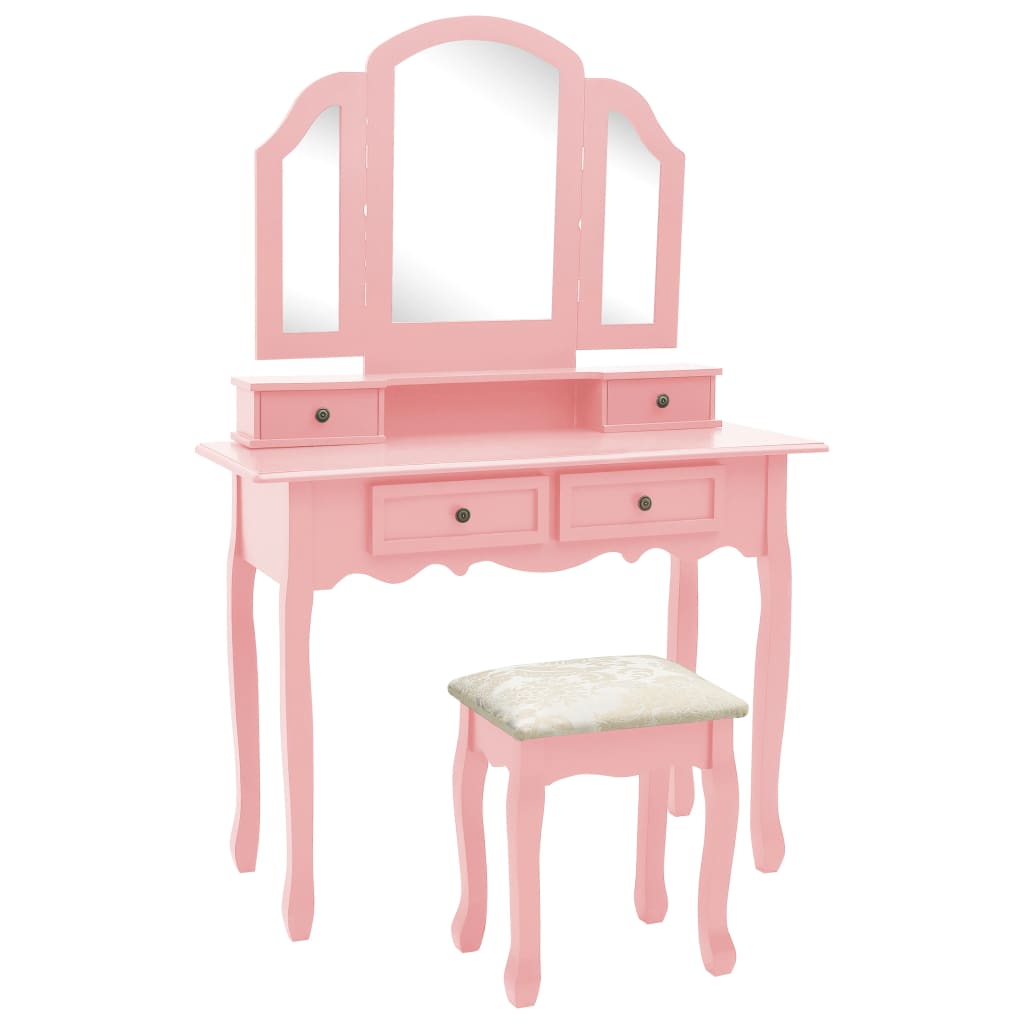 Dressing table set, pink, 100x40x146cm, paulownia
