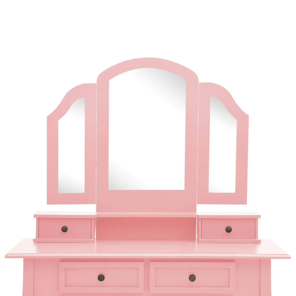 Dressing table set, pink, 100x40x146cm, paulownia