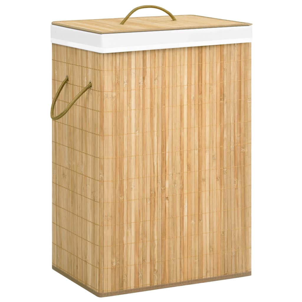 Laundry basket with 2 compartments, bamboo, 72l