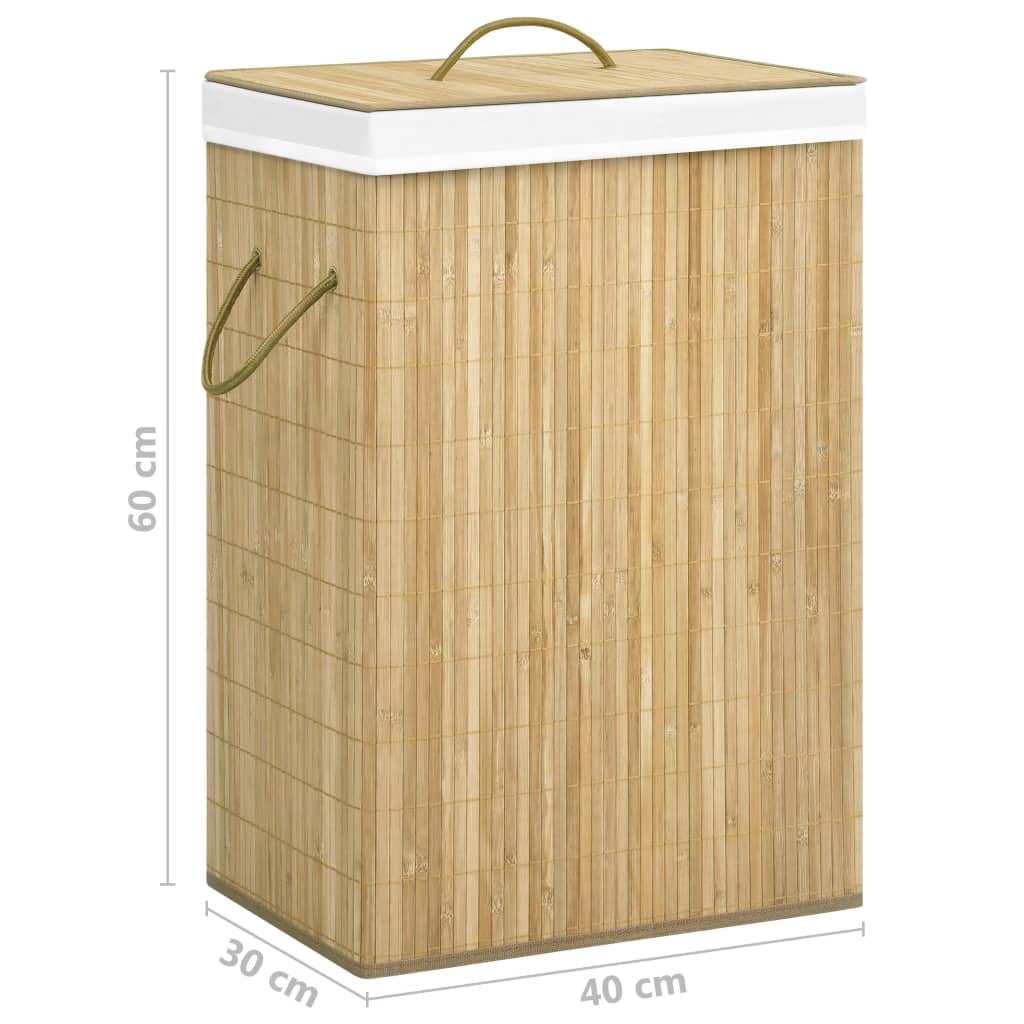 Laundry basket with 2 compartments, bamboo, 72l