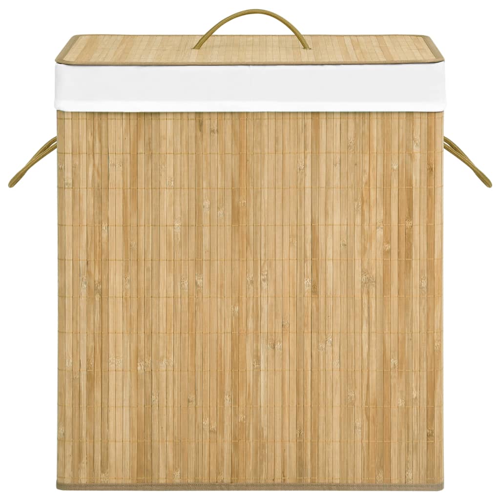 Laundry hamper with 2 compartments, bamboo, 100l