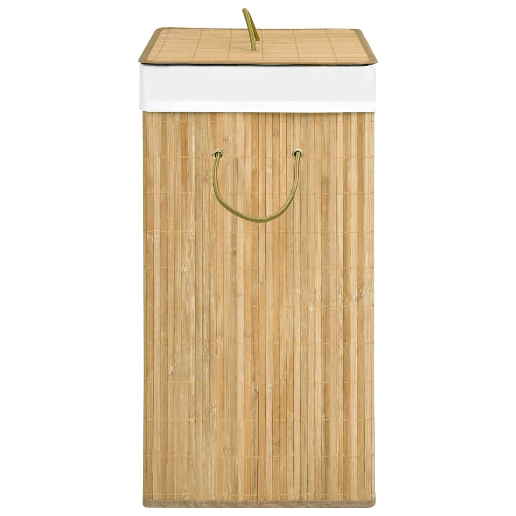 Laundry hamper with 2 compartments, bamboo, 100l