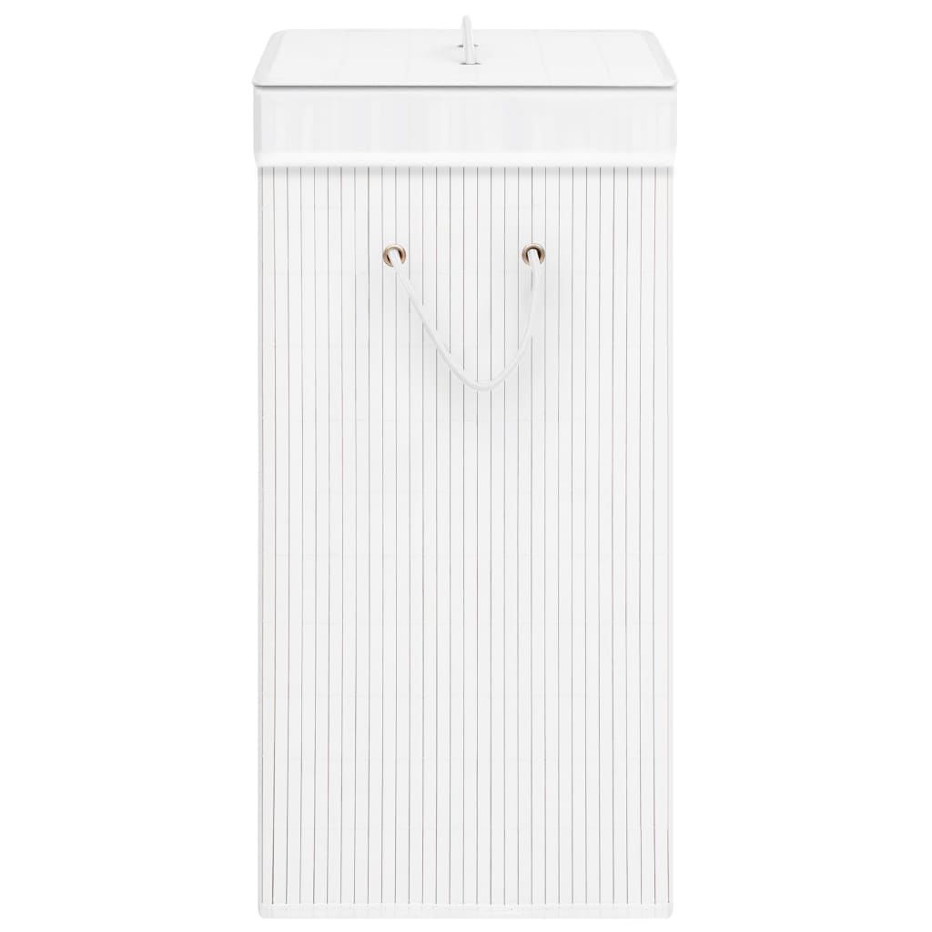 Veļas grozs ar 2 nodalījumiem, balts, bambuss, 72 l