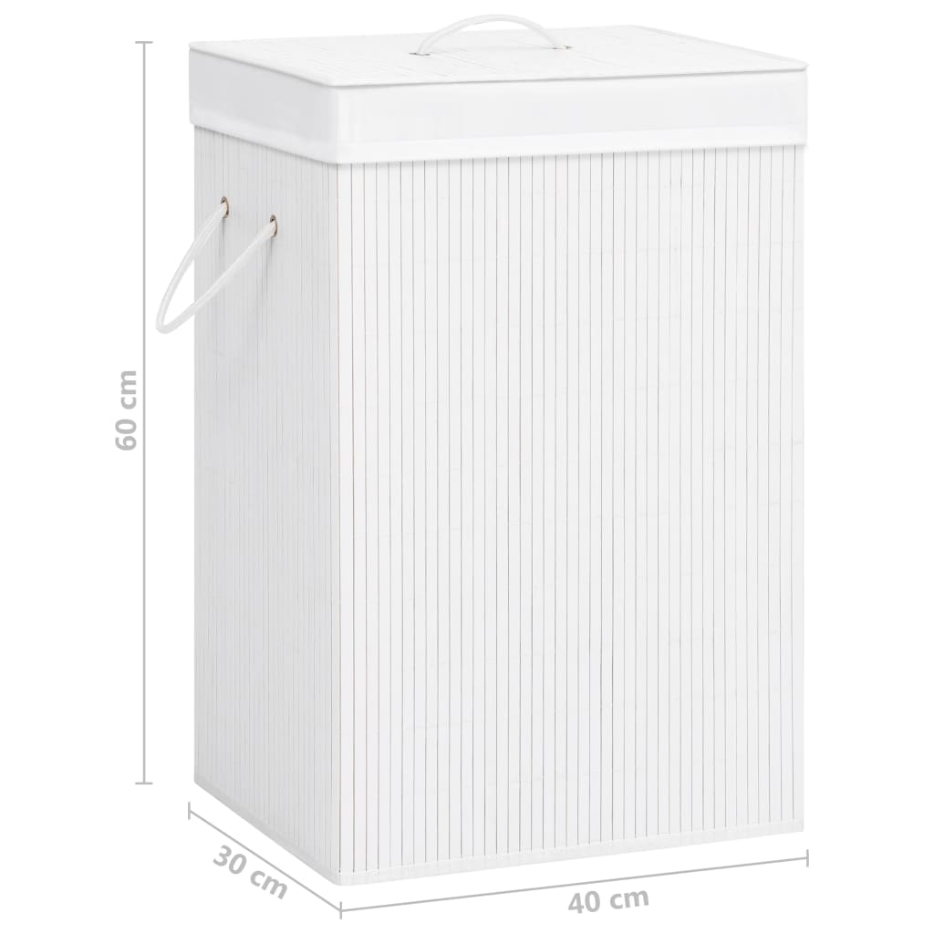 Veļas grozs ar 2 nodalījumiem, balts, bambuss, 72 l