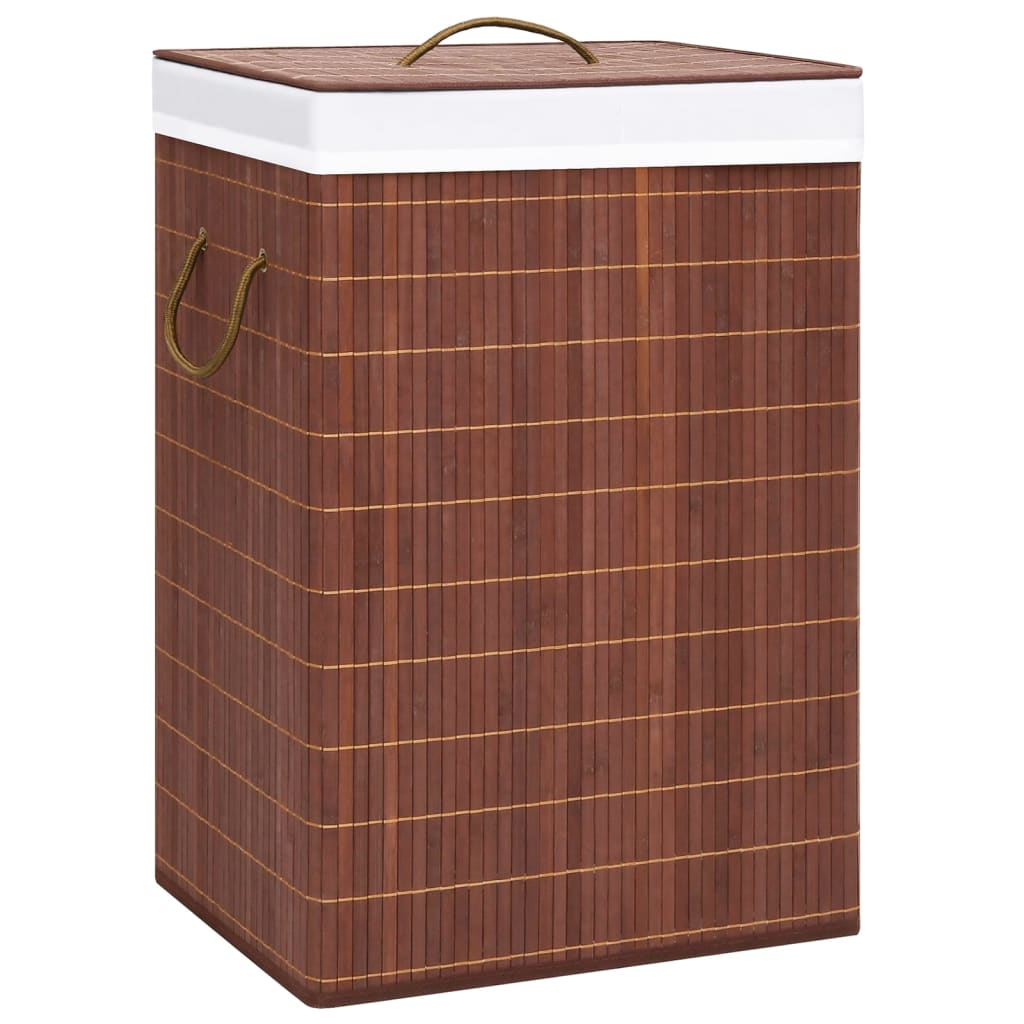Veļas grozs ar 2 nodalījumiem, brūns, bambuss, 72 l