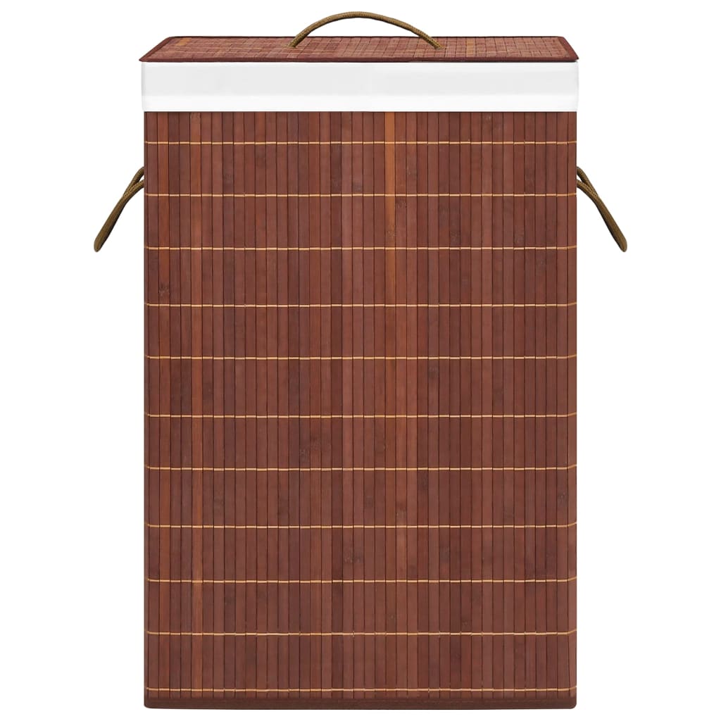 Veļas grozs ar 2 nodalījumiem, brūns, bambuss, 72 l