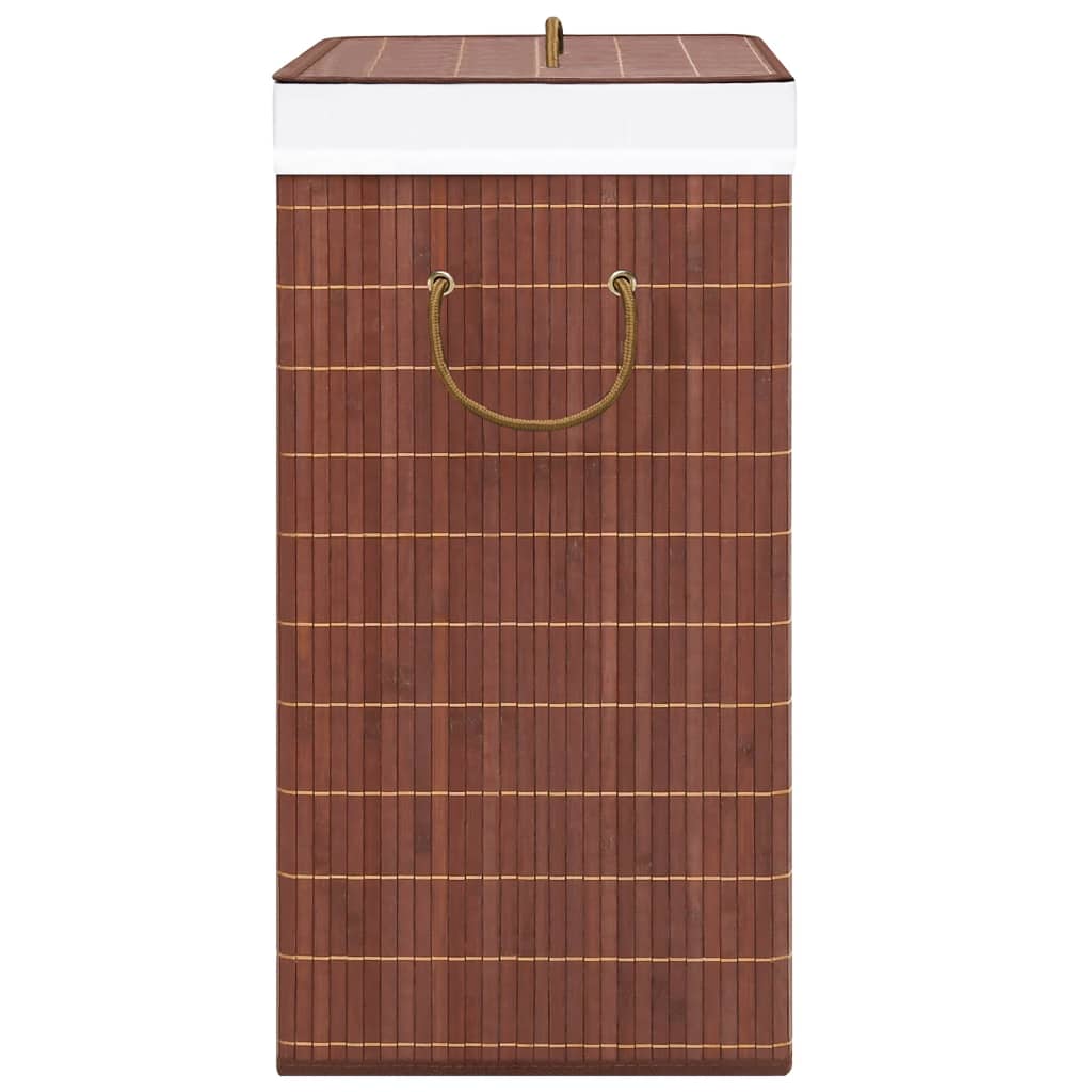 Veļas grozs ar 2 nodalījumiem, brūns, bambuss, 72 l