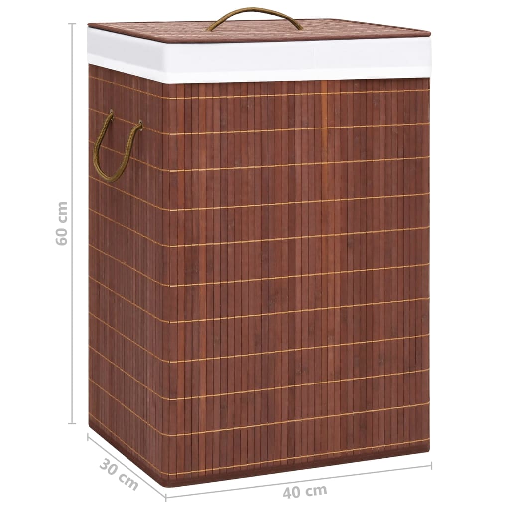 Veļas grozs ar 2 nodalījumiem, brūns, bambuss, 72 l