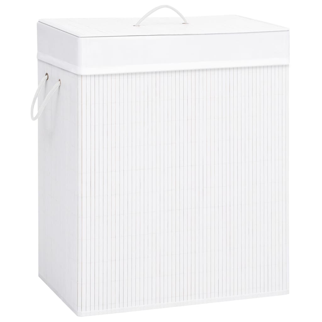 Laundry basket with one compartment, white, bamboo, 83l