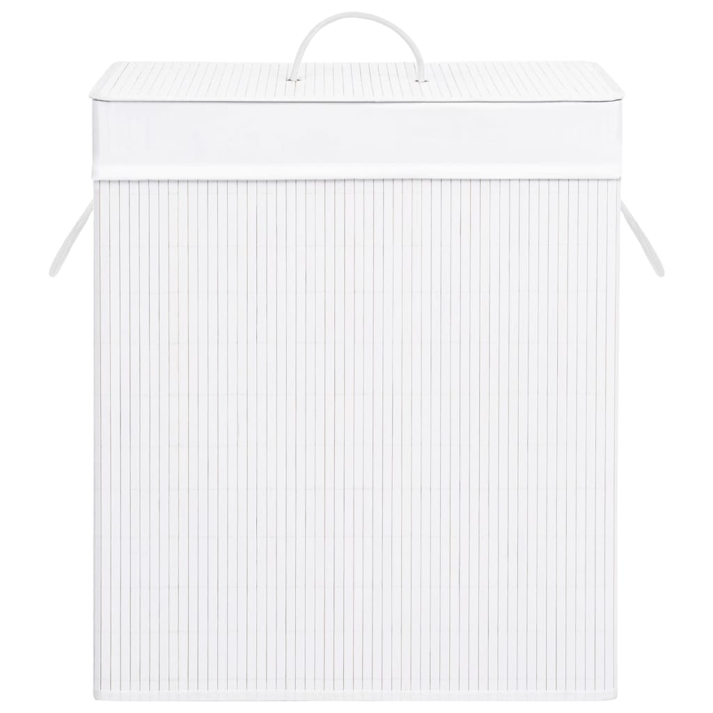 Laundry basket with one compartment, white, bamboo, 83l