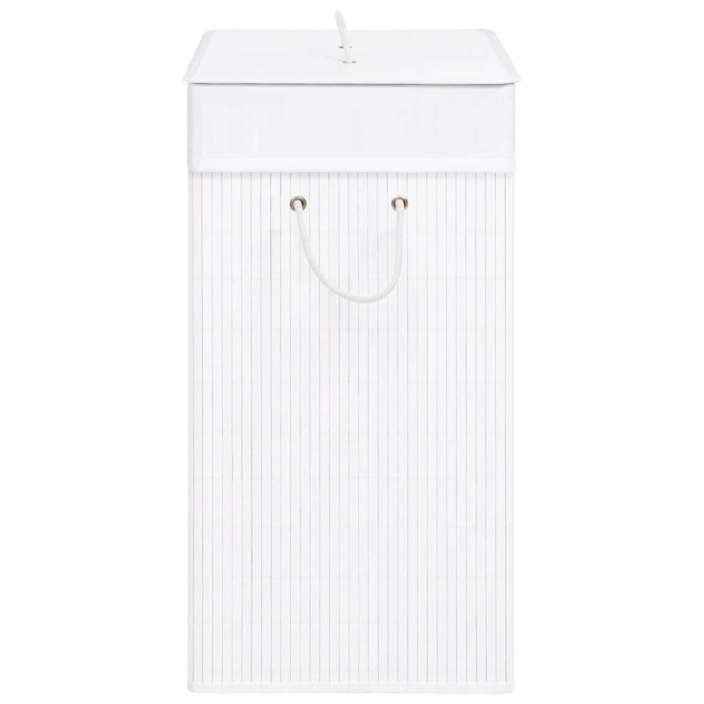 Laundry basket with one compartment, white, bamboo, 83l