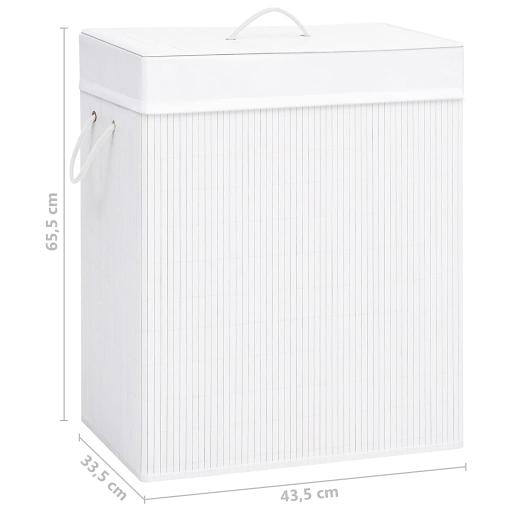 Laundry basket with one compartment, white, bamboo, 83l