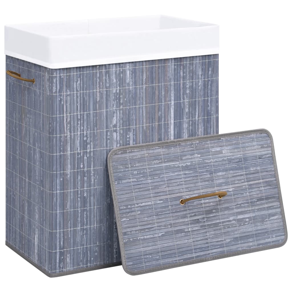 Laundry basket with one compartment, grey, bamboo, 83l