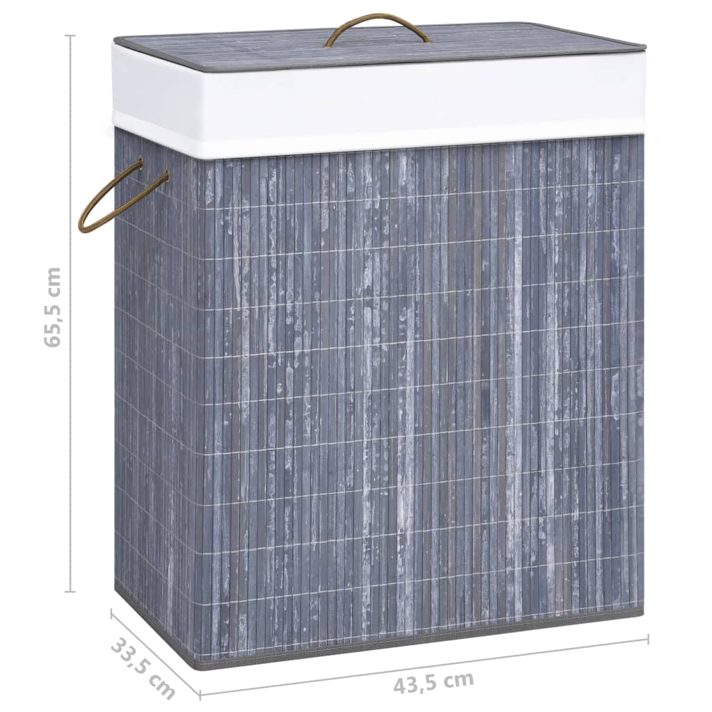 Laundry basket with one compartment, grey, bamboo, 83l