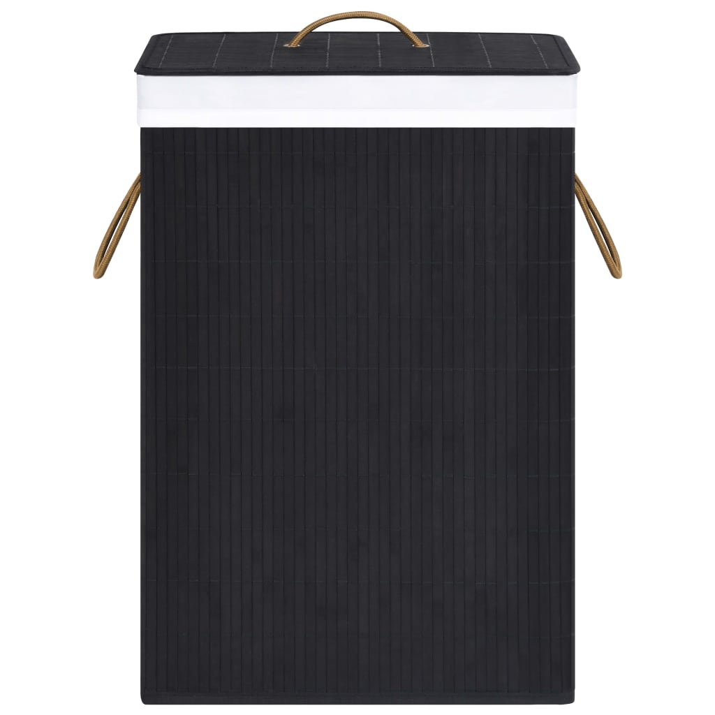 Laundry basket with one compartment, black, bamboo