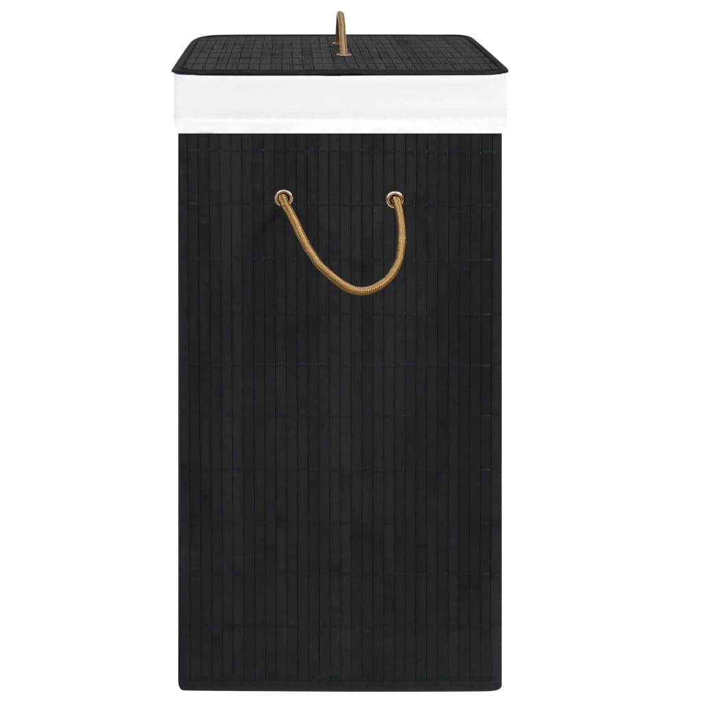 Laundry basket with one compartment, black, bamboo