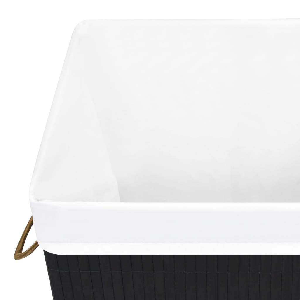 Laundry basket with one compartment, black, bamboo