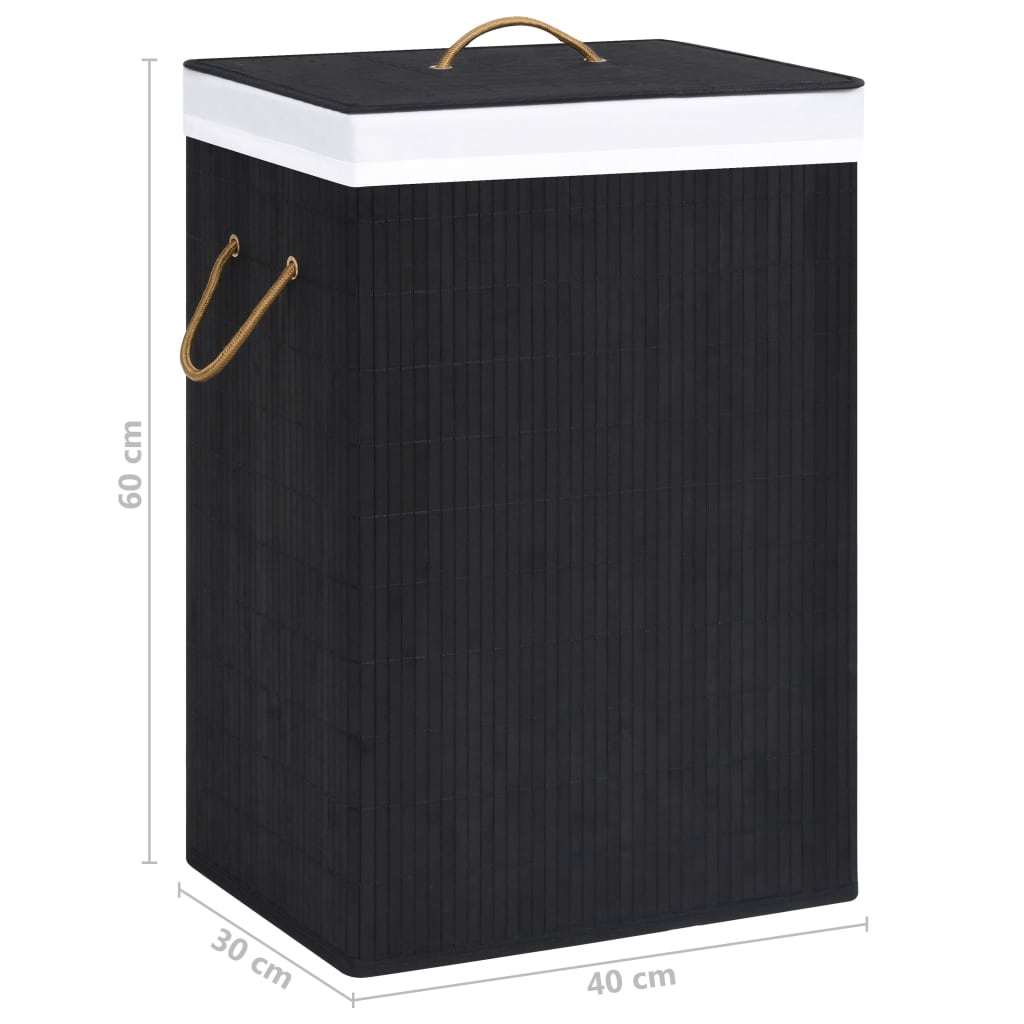 Laundry basket with one compartment, black, bamboo