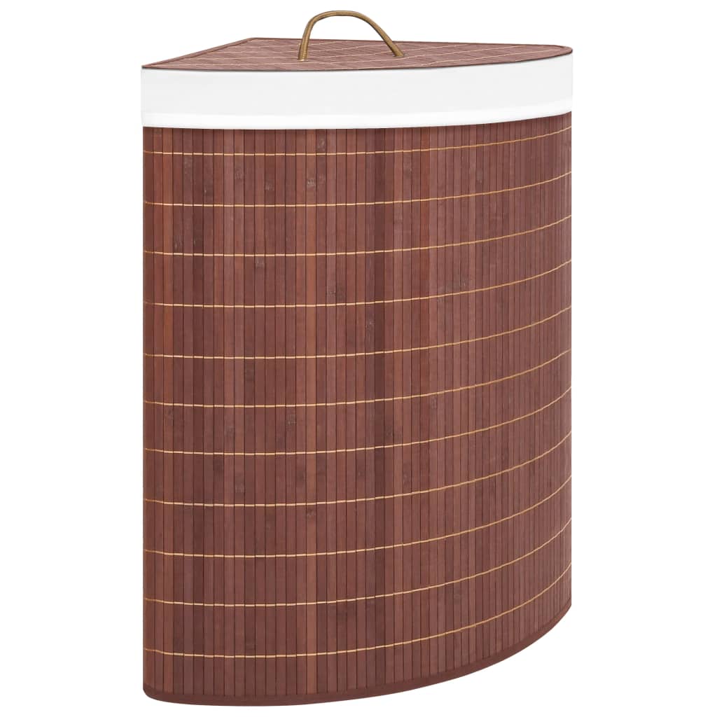 Stūra veļas grozs, brūns, bambuss, 60l