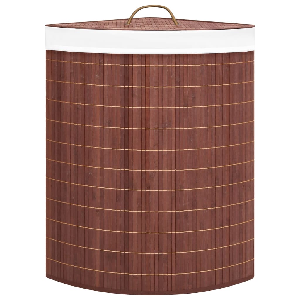 Stūra veļas grozs, brūns, bambuss, 60l