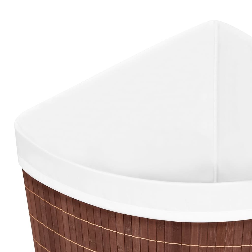 Stūra veļas grozs, brūns, bambuss, 60l