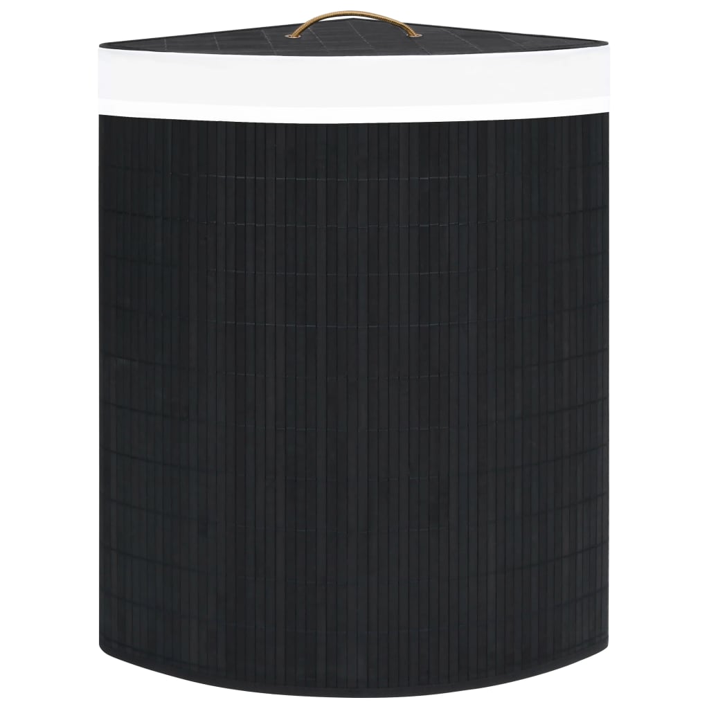 Stūra veļas grozs, melns, bambuss, 60l