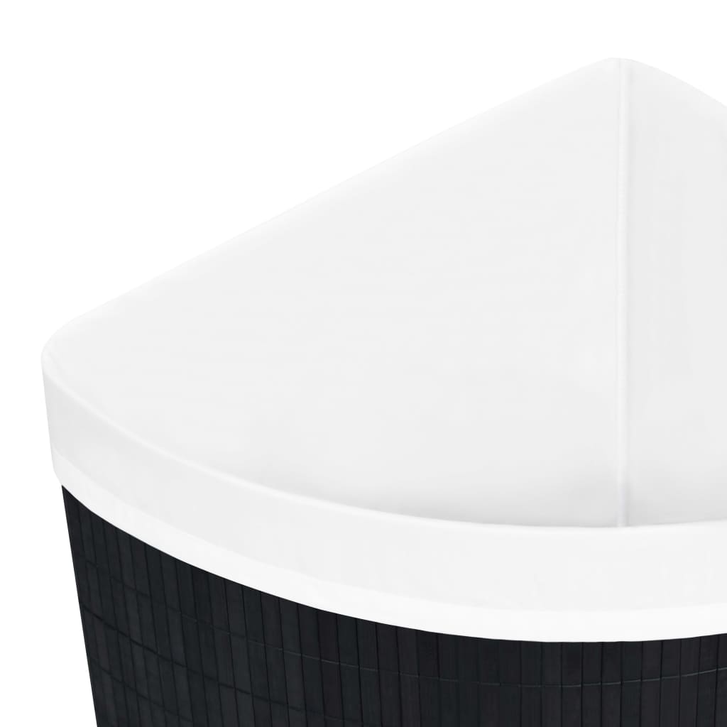 Stūra veļas grozs, melns, bambuss, 60l