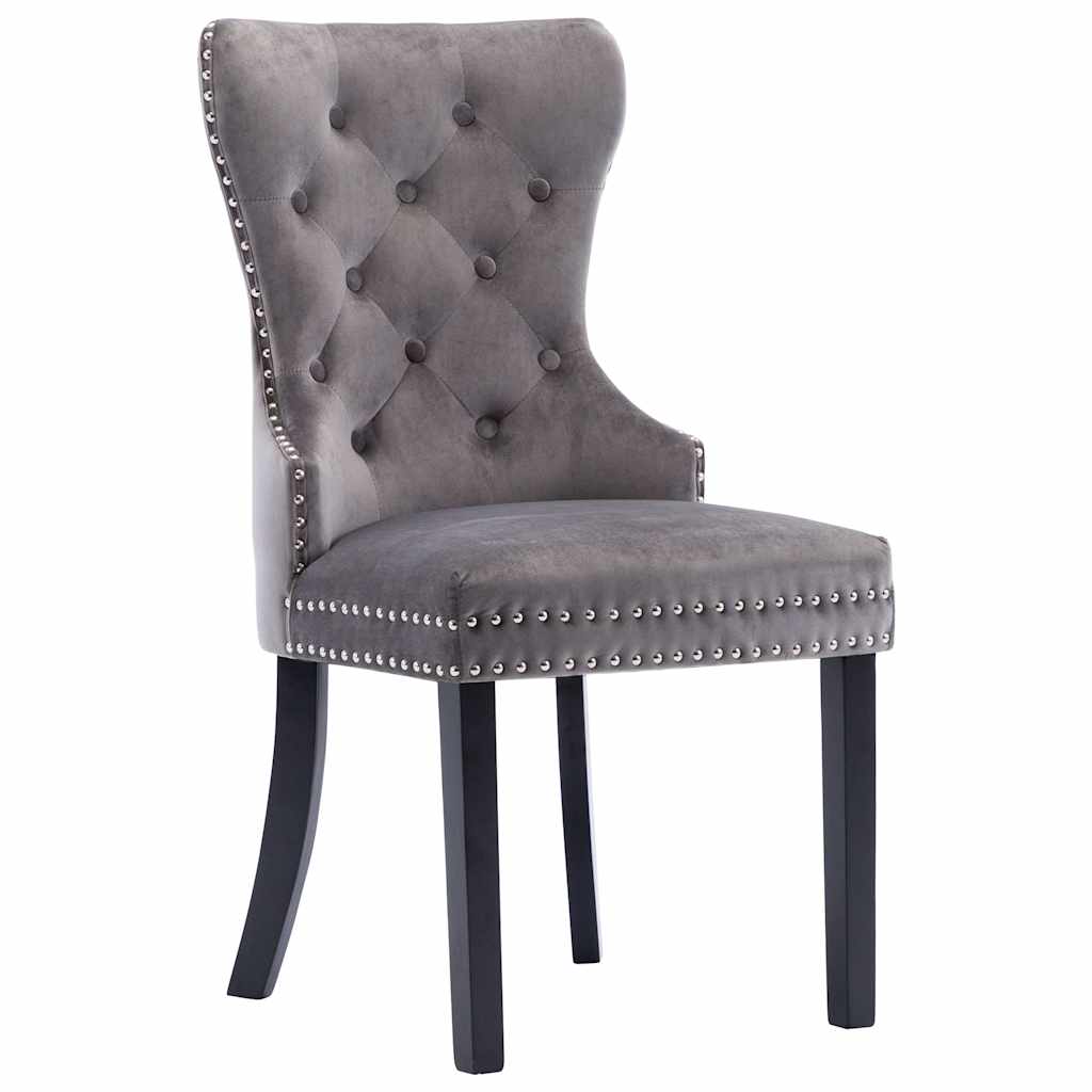 Dining chairs, 2 pcs, grey, velvet