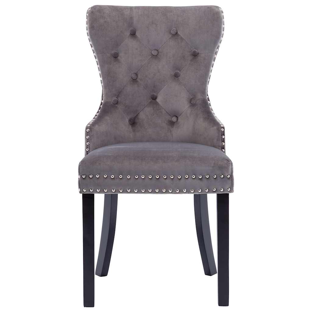 Dining chairs, 2 pcs, grey, velvet
