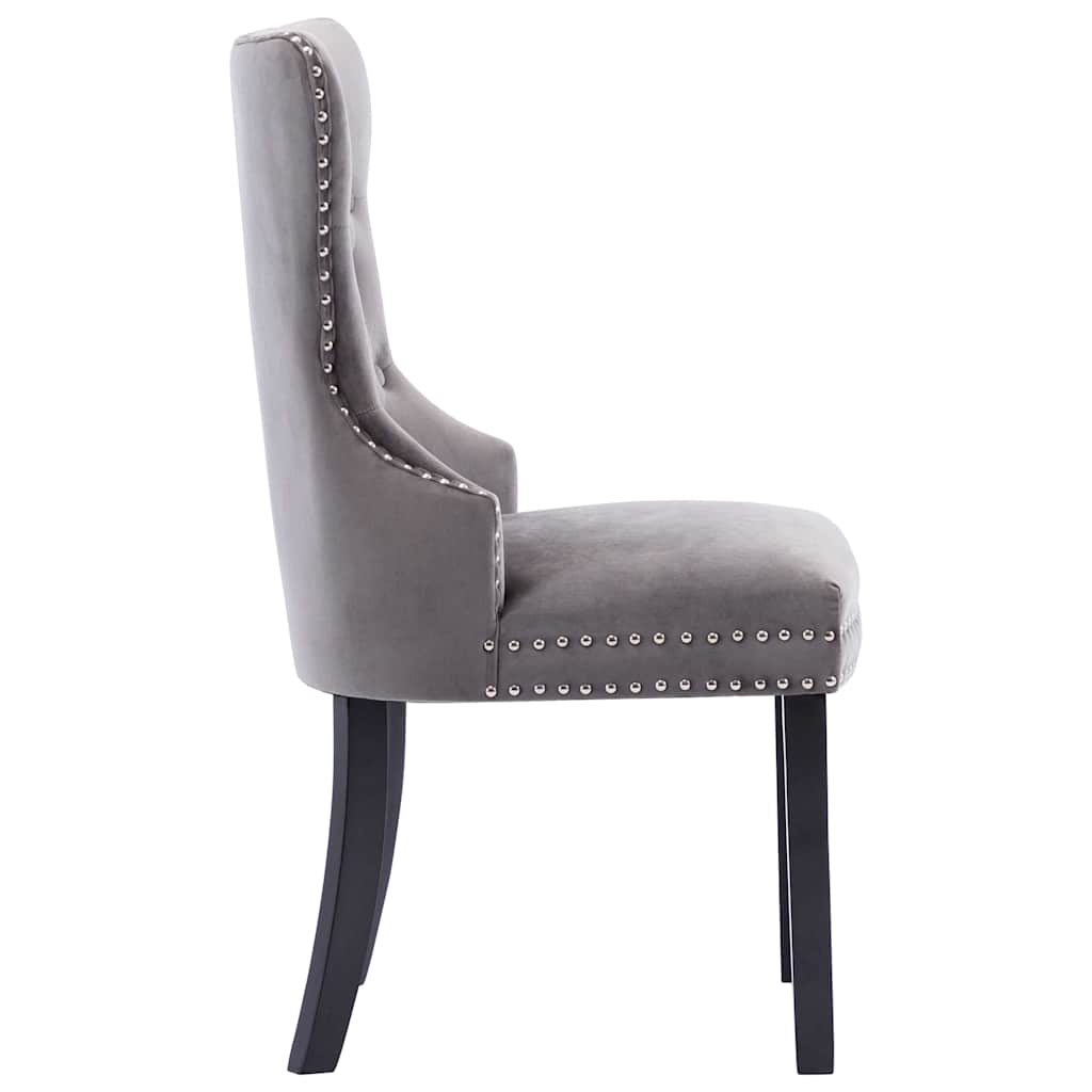 Dining chairs, 2 pcs, grey, velvet