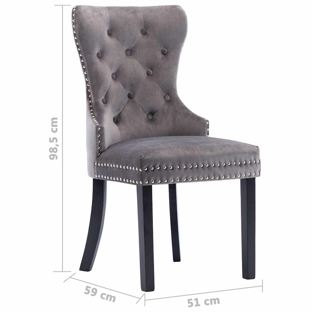 Dining chairs, 2 pcs, grey, velvet
